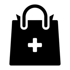 Fototapeta premium minimal Shopping bag icon vector silhouette, black color silhouette, white background
