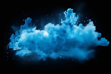 Dynamic blue explosion and dust cloud on black background - vector illustration - obrazy, fototapety, plakaty