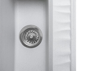 white stone kitchen sink isolated