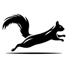 minimal squirrel vector silhouette, black color silhouette, white background