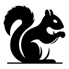 minimal squirrel vector silhouette, black color silhouette, white background - obrazy, fototapety, plakaty