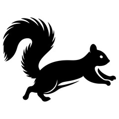 minimal squirrel vector silhouette, black color silhouette, white background