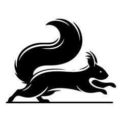 minimal squirrel vector silhouette, black color silhouette, white background