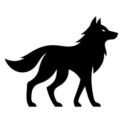 minimal wolf silhouette vector, black color silhouette, white background