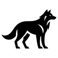minimal wolf silhouette vector, black color silhouette, white background