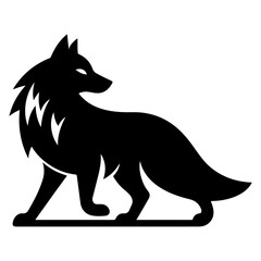minimal wolf silhouette vector, black color silhouette, white background
