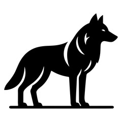minimal wolf silhouette vector, black color silhouette, white background