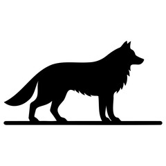 minimal wolf silhouette vector, black color silhouette, white background