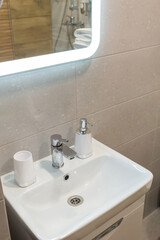 interior of a small shower and toilet modern