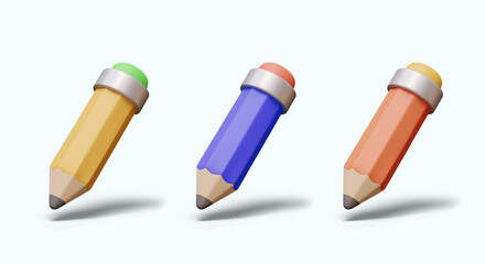 Set of pencils of different colors. Stationery for writing and drawing