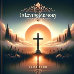 In Loving Memory: Sunrise Guest Book Cover - obrazy, fototapety, plakaty
