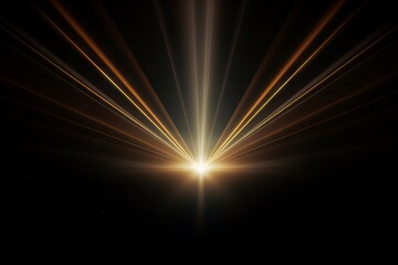Fototapeta premium Glowing sunlight rays with lens flare effect on black background