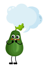 Funny avocado mascot with empty speech bubble