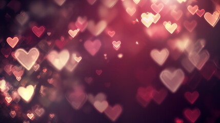 Abstract hearts background with bokeh