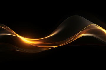 Glowing golden swirls on black background - vector illustration of light effects