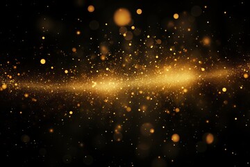 Sparkling yellow glitter on a dark background - a festive and elegant light effect for your design projects