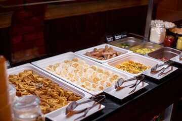 buffet breakfast in a self-service restaurant