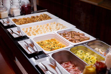 buffet breakfast in a self-service restaurant