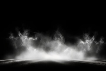 Abstract light effect photography of white smoke lighting on a black background