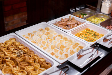 buffet breakfast in a self-service restaurant