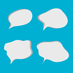 speech bubble set with shadow on blue background