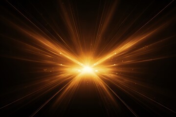 Sunburst with glowing rays and lens flare on a dark background