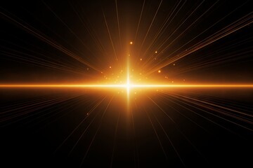 Sunburst with glowing rays and lens flare on a dark background - obrazy, fototapety, plakaty