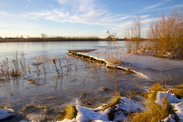 The bridge is now visible again after being flooded