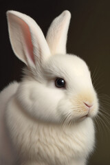 Funny white little rabbit for greeting Easter Day