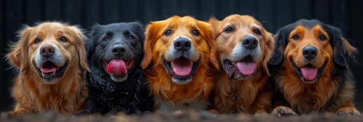 Banner Six Hungry Dogs Licking Lips, Desktop Wallpaper Backgrounds, Background HD For Designer