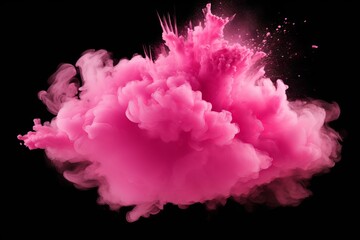 Abstract pink dust cloud explosion on black background - vector illustration