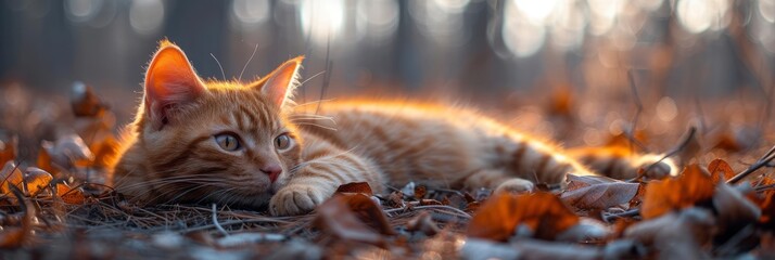 Beautiful Adult Red Cat Plays Against, Desktop Wallpaper Backgrounds, Background HD For Designer