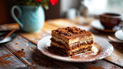 Layers of creamy mascarpone embrace coffee-soaked ladyfingers, dusted with cocoa. Tiramisu, a heavenly Italian delight, whispers indulgence in every velvety bite.