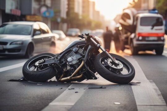 crashed bike in the middle of the road 