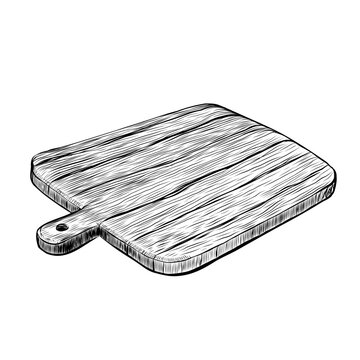wooden cutting board sketch style clip art preview