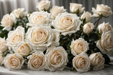 Obraz premium bunch of roses white roses bouquet valentine ,anniversary , wedding bouquet