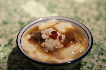 Douhua,  Chinese sweet savoury snack made with tofu