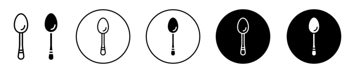 Spoon vector icon set collection. Spoon Outline flat Icon.