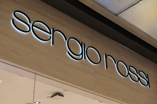 Shanghai,China-May 21st 2023：Sergio Rossi store sign brand logo 