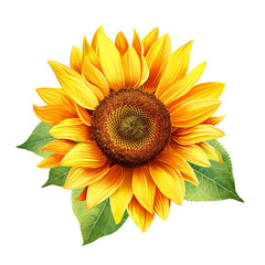 Sunflower flower isolated, png, transparent background.