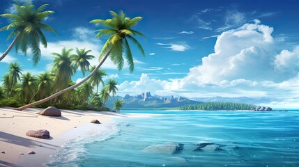 Paradise featuring vibrant emerald waters and stretches of flawless white sandy beaches. Serene ambiance, emerald waters, white sandy beaches. Generated by AI.