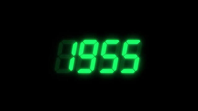 Digital counter counting up from 1900 to 2025. Number counter for happy new year etc. (4K footage motion video)