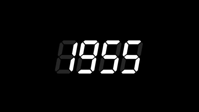 Digital counter counting up from 1900 to 2025. Number counter for happy new year etc. (4K footage motion video)