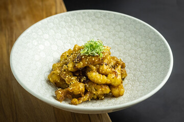bowl of asian style chicken nuggets