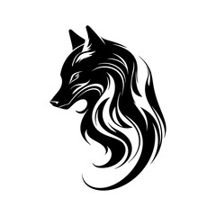 Arctic fox hand-drawn outline vector sketch isolated on white background
