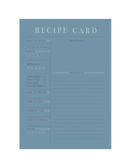 Recipe Card Planner. Minimalist planner template set. Vector illustration.