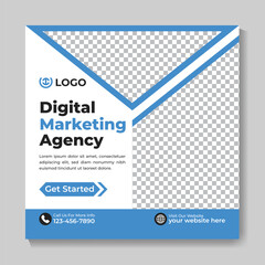 Creative digital marketing agency social media post design modern business square web banner template