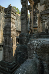 Kailasa Temple in the Ellora Caves complex in the Aurangabad District of Maharashtra, India. - 722851987