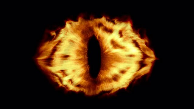 Fire eye on black background with alpha channel 