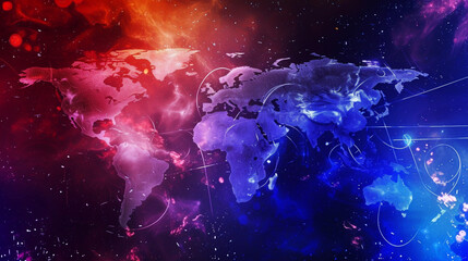 World Map Core Powerful Colorful Energy And Blur Matrix Motion Background. Creative background. Copy paste area for texture
